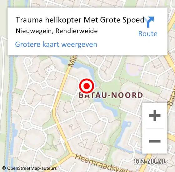 Locatie op kaart van de 112 melding: Trauma helikopter Met Grote Spoed Naar Nieuwegein, Rendierweide op 19 februari 2023 18:15