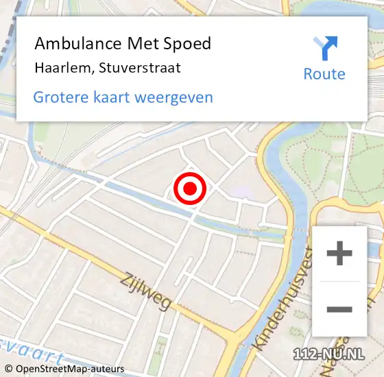 Locatie op kaart van de 112 melding: Ambulance Met Spoed Naar Haarlem, Stuverstraat op 19 februari 2023 18:32