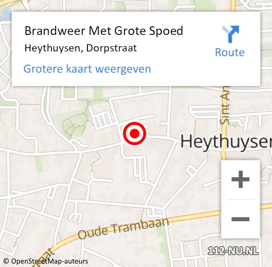 Locatie op kaart van de 112 melding: Brandweer Met Grote Spoed Naar Heythuysen, Dorpstraat op 19 februari 2023 18:52
