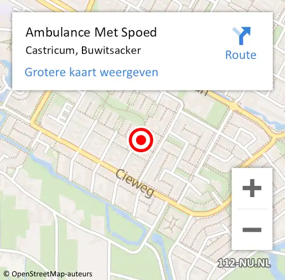 Locatie op kaart van de 112 melding: Ambulance Met Spoed Naar Castricum, Buwitsacker op 19 februari 2023 19:01