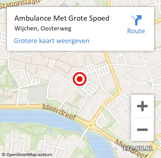 Locatie op kaart van de 112 melding: Ambulance Met Grote Spoed Naar Wijchen, Oosterweg op 19 februari 2023 19:09