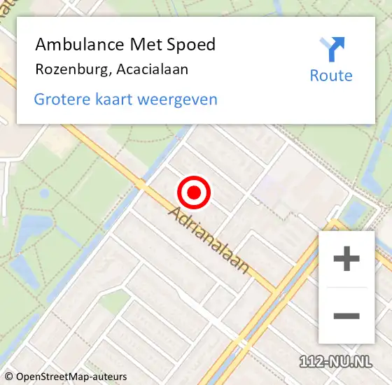 Locatie op kaart van de 112 melding: Ambulance Met Spoed Naar Rozenburg, Acacialaan op 19 februari 2023 19:13