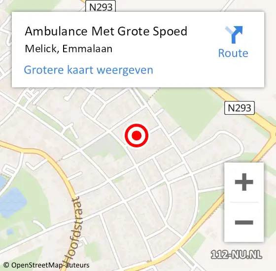 Locatie op kaart van de 112 melding: Ambulance Met Grote Spoed Naar Melick, Emmalaan op 19 februari 2023 19:27