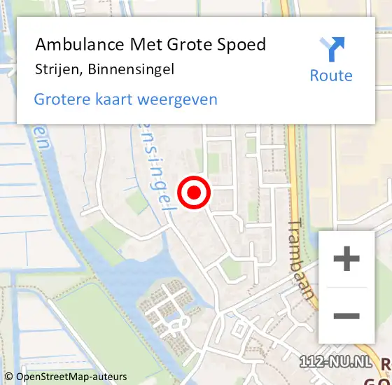Locatie op kaart van de 112 melding: Ambulance Met Grote Spoed Naar Strijen, Binnensingel op 19 februari 2023 19:41