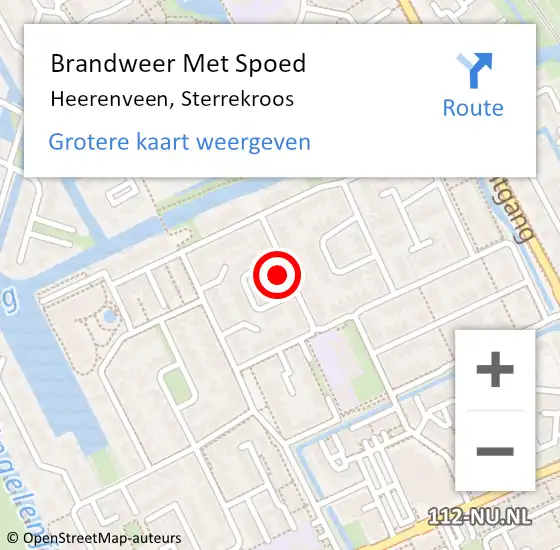 Locatie op kaart van de 112 melding: Brandweer Met Spoed Naar Heerenveen, Sterrekroos op 19 februari 2023 19:43