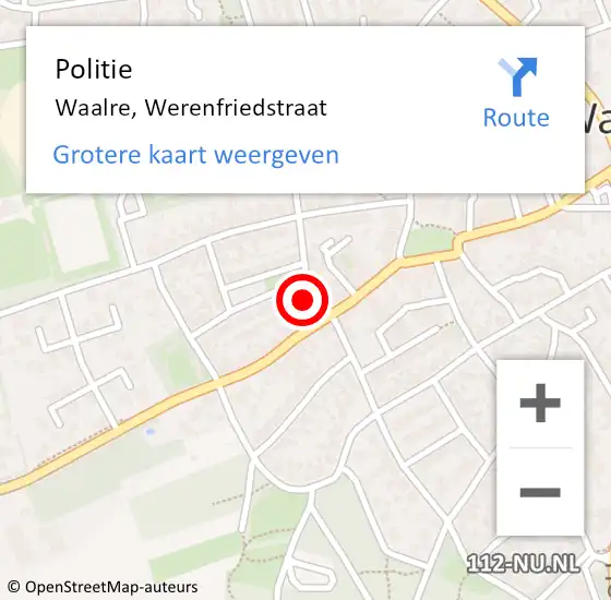 Locatie op kaart van de 112 melding: Politie Waalre, Werenfriedstraat op 19 februari 2023 19:47