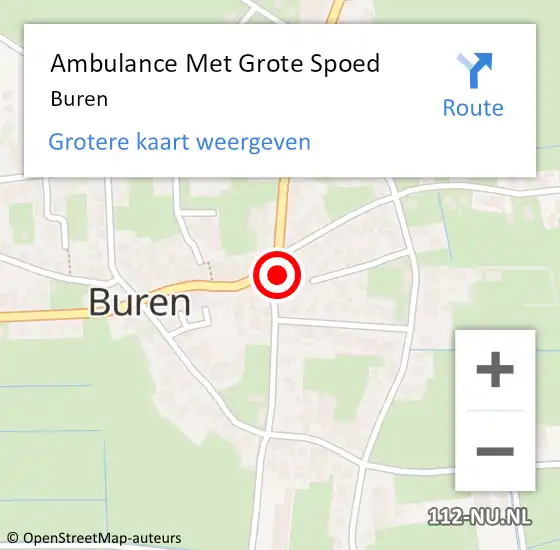 Locatie op kaart van de 112 melding: Ambulance Met Grote Spoed Naar Buren op 19 februari 2023 20:20