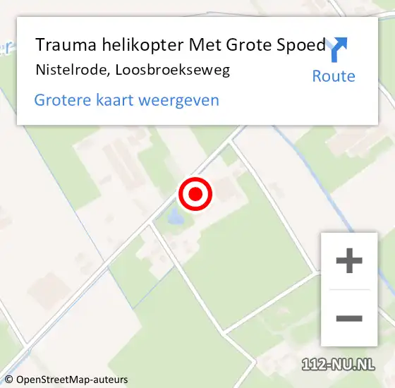 Locatie op kaart van de 112 melding: Trauma helikopter Met Grote Spoed Naar Nistelrode, Loosbroekseweg op 19 februari 2023 20:23