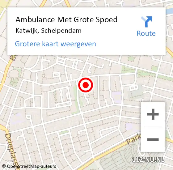 Locatie op kaart van de 112 melding: Ambulance Met Grote Spoed Naar Katwijk, Schelpendam op 19 februari 2023 20:36