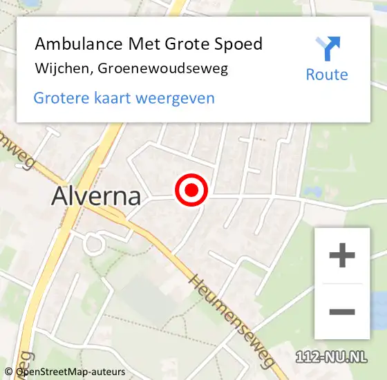 Locatie op kaart van de 112 melding: Ambulance Met Grote Spoed Naar Wijchen, Groenewoudseweg op 19 februari 2023 20:57