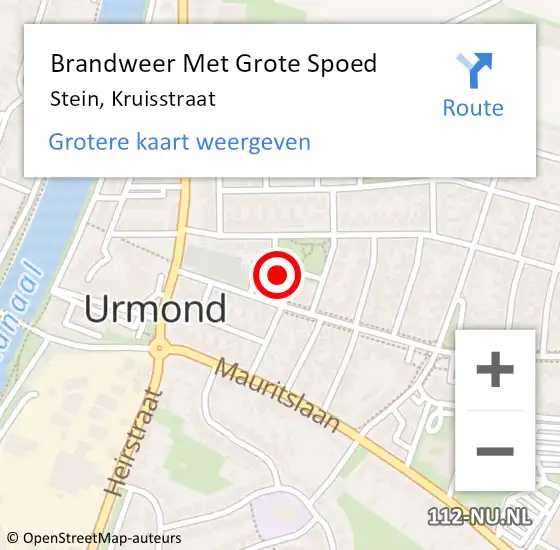 Locatie op kaart van de 112 melding: Brandweer Met Grote Spoed Naar Stein, Kruisstraat op 19 februari 2023 21:02