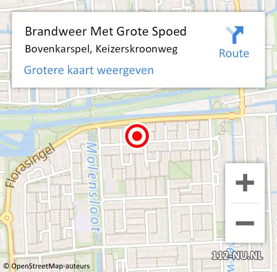 Locatie op kaart van de 112 melding: Brandweer Met Grote Spoed Naar Bovenkarspel, Keizerskroonweg op 19 februari 2023 21:08