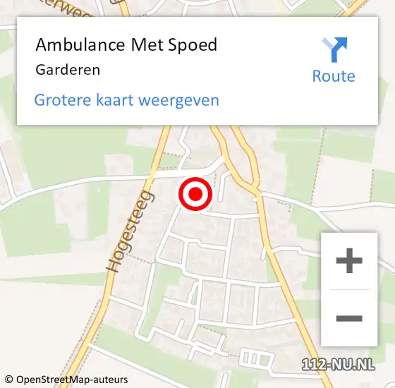 Locatie op kaart van de 112 melding: Ambulance Met Spoed Naar Garderen op 19 februari 2023 21:09