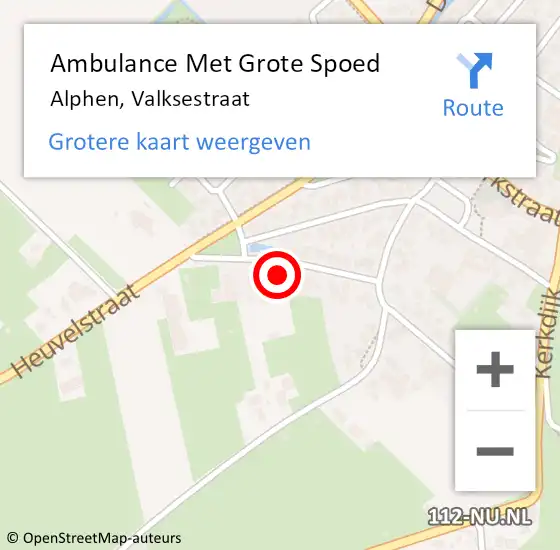 Locatie op kaart van de 112 melding: Ambulance Met Grote Spoed Naar Alphen, Valksestraat op 19 februari 2023 21:38