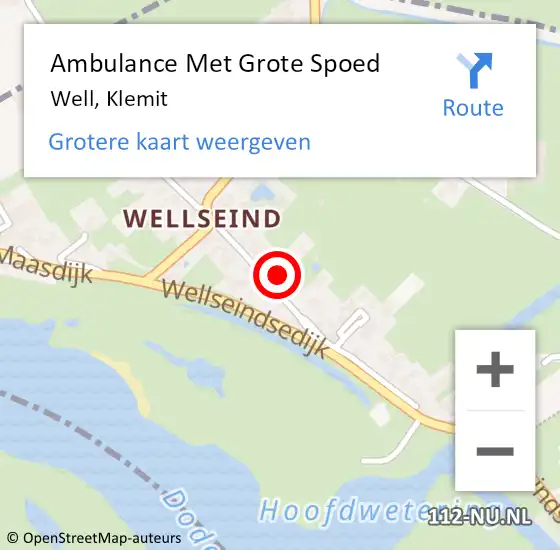 Locatie op kaart van de 112 melding: Ambulance Met Grote Spoed Naar Well, Klemit op 19 februari 2023 21:39
