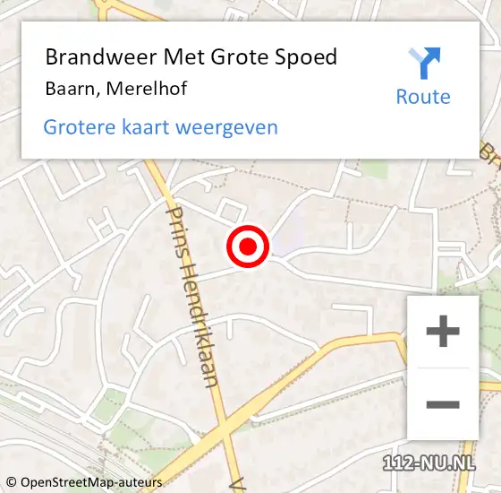 Locatie op kaart van de 112 melding: Brandweer Met Grote Spoed Naar Baarn, Merelhof op 19 februari 2023 22:29