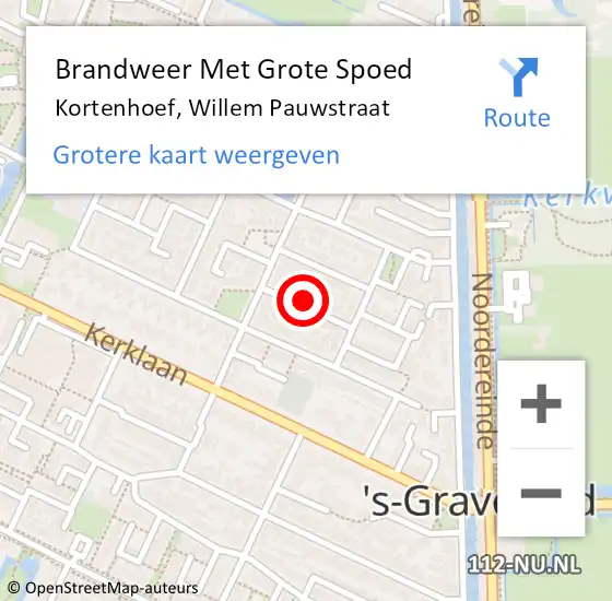 Locatie op kaart van de 112 melding: Brandweer Met Grote Spoed Naar Kortenhoef, Willem Pauwstraat op 19 februari 2023 23:06