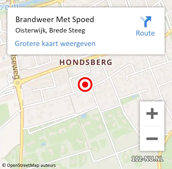 Locatie op kaart van de 112 melding: Brandweer Met Spoed Naar Oisterwijk, Brede Steeg op 20 februari 2023 01:03