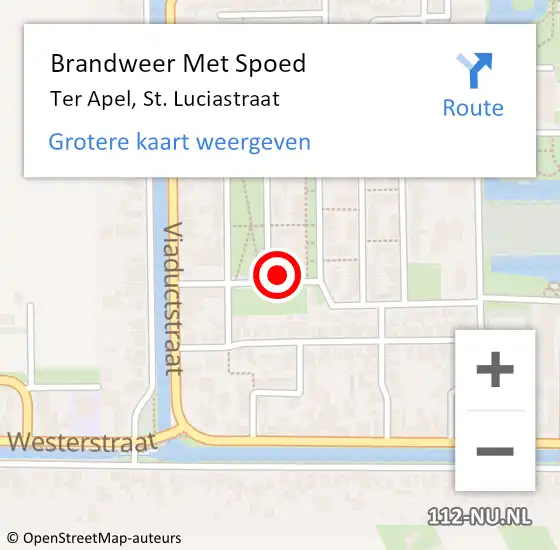 Locatie op kaart van de 112 melding: Brandweer Met Spoed Naar Ter Apel, St. Luciastraat op 20 februari 2023 01:05