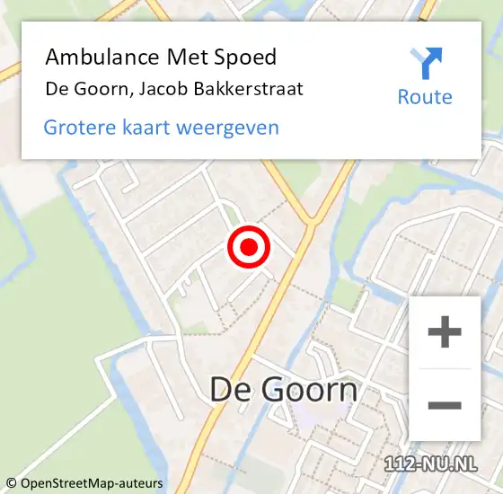 Locatie op kaart van de 112 melding: Ambulance Met Spoed Naar De Goorn, Jacob Bakkerstraat op 20 februari 2023 01:48