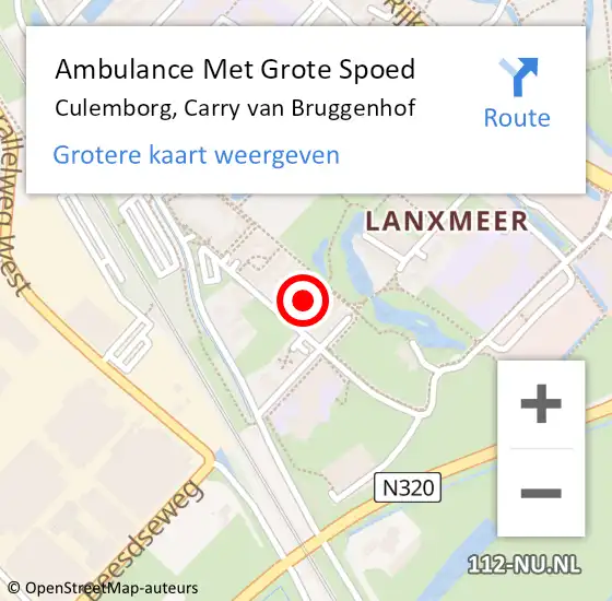 Locatie op kaart van de 112 melding: Ambulance Met Grote Spoed Naar Culemborg, Carry van Bruggenhof op 20 februari 2023 02:47