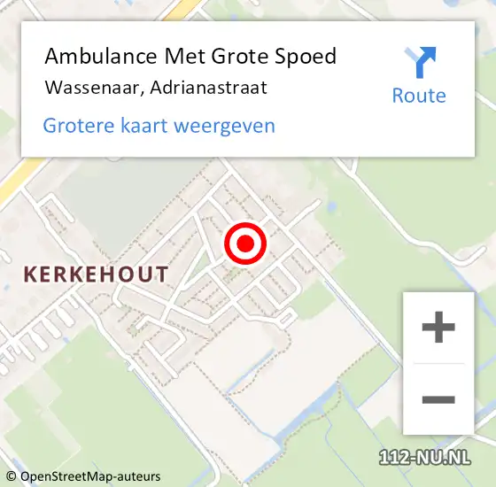 Locatie op kaart van de 112 melding: Ambulance Met Grote Spoed Naar Wassenaar, Adrianastraat op 20 februari 2023 03:41