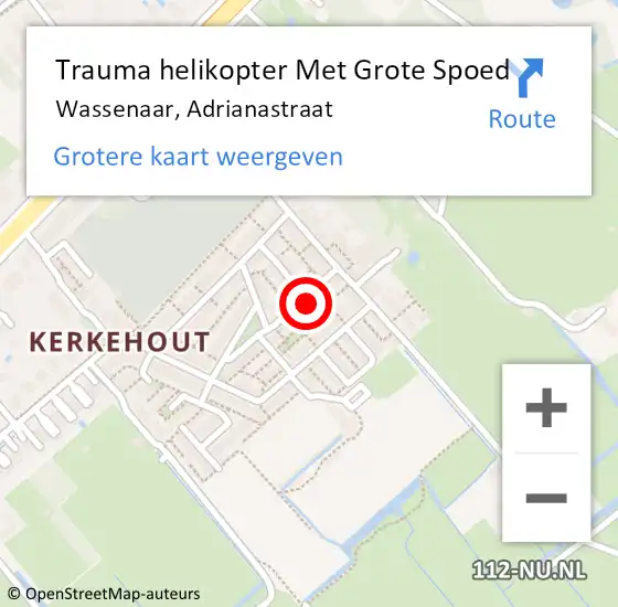 Locatie op kaart van de 112 melding: Trauma helikopter Met Grote Spoed Naar Wassenaar, Adrianastraat op 20 februari 2023 03:46