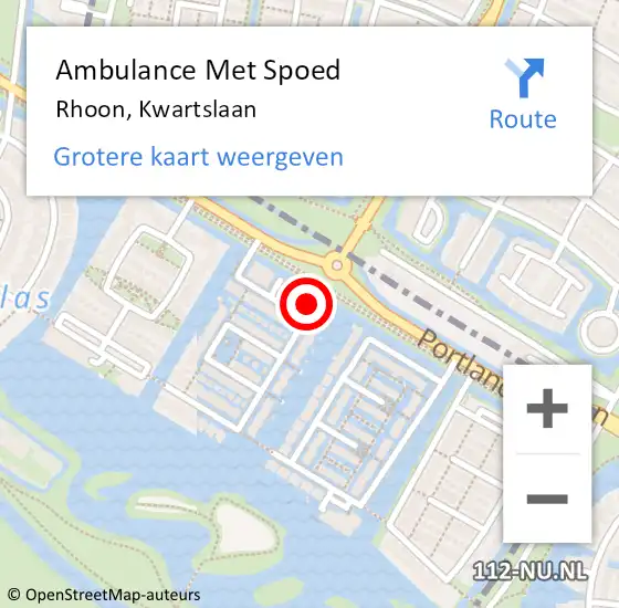 Locatie op kaart van de 112 melding: Ambulance Met Spoed Naar Rhoon, Kwartslaan op 20 februari 2023 05:08
