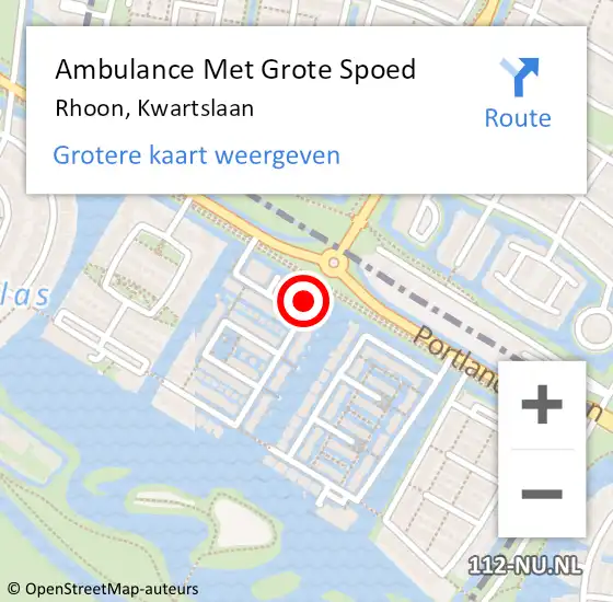 Locatie op kaart van de 112 melding: Ambulance Met Grote Spoed Naar Rhoon, Kwartslaan op 20 februari 2023 05:20
