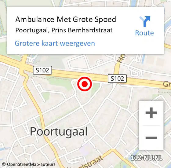 Locatie op kaart van de 112 melding: Ambulance Met Grote Spoed Naar Poortugaal, Prins Bernhardstraat op 20 februari 2023 05:37