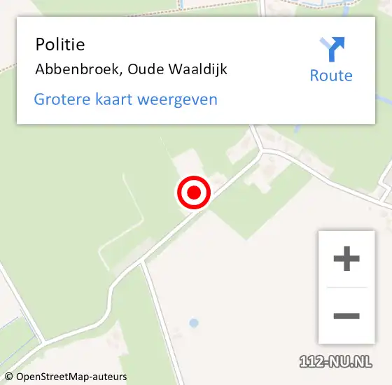 Locatie op kaart van de 112 melding: Politie Abbenbroek, Oude Waaldijk op 20 februari 2023 06:00