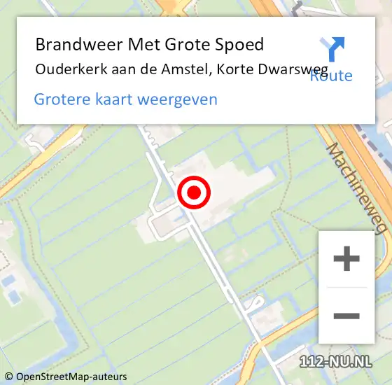 Locatie op kaart van de 112 melding: Brandweer Met Grote Spoed Naar Ouderkerk aan de Amstel, Korte Dwarsweg op 20 februari 2023 07:02