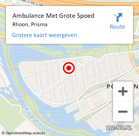 Locatie op kaart van de 112 melding: Ambulance Met Grote Spoed Naar Rhoon, Prisma op 20 februari 2023 07:12