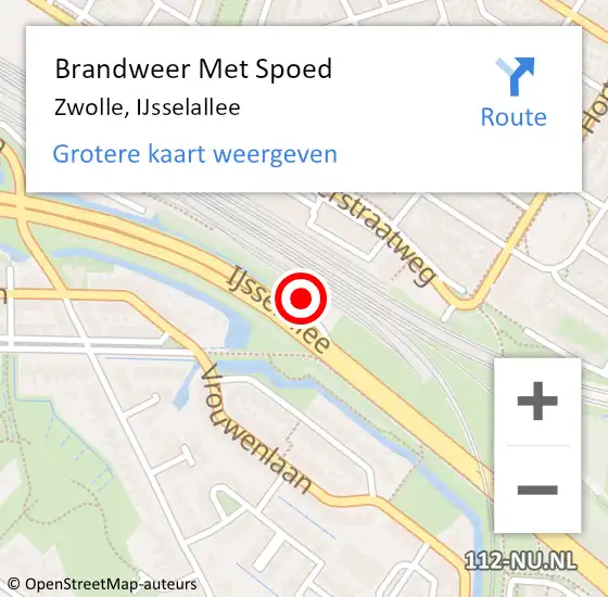 Locatie op kaart van de 112 melding: Brandweer Met Spoed Naar Zwolle, IJsselallee op 20 februari 2023 07:54