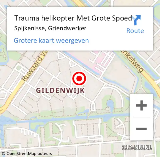 Locatie op kaart van de 112 melding: Trauma helikopter Met Grote Spoed Naar Spijkenisse, Griendwerker op 20 februari 2023 08:11