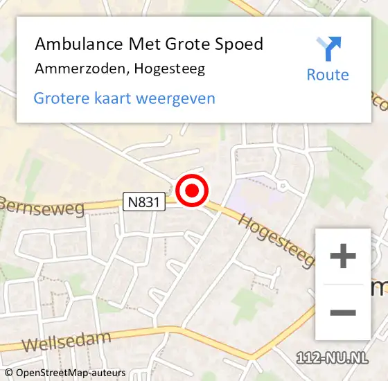 Locatie op kaart van de 112 melding: Ambulance Met Grote Spoed Naar Ammerzoden, Hogesteeg op 20 februari 2023 08:17