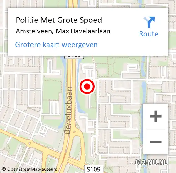 Locatie op kaart van de 112 melding: Politie Met Grote Spoed Naar Amstelveen, Max Havelaarlaan op 20 februari 2023 08:39