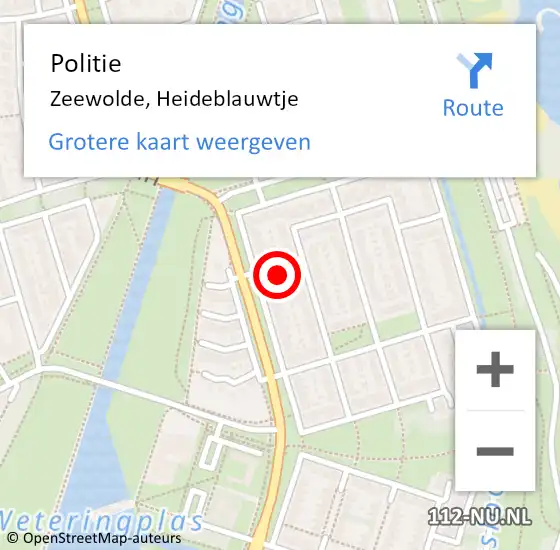 Locatie op kaart van de 112 melding: Politie Zeewolde, Heideblauwtje op 20 februari 2023 08:46