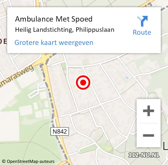 Locatie op kaart van de 112 melding: Ambulance Met Spoed Naar Heilig Landstichting, Philippuslaan op 20 februari 2023 09:23