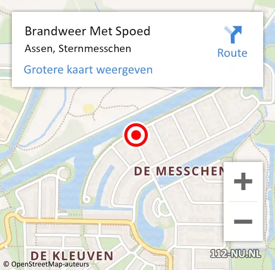 Locatie op kaart van de 112 melding: Brandweer Met Spoed Naar Assen, Sternmesschen op 20 februari 2023 09:56