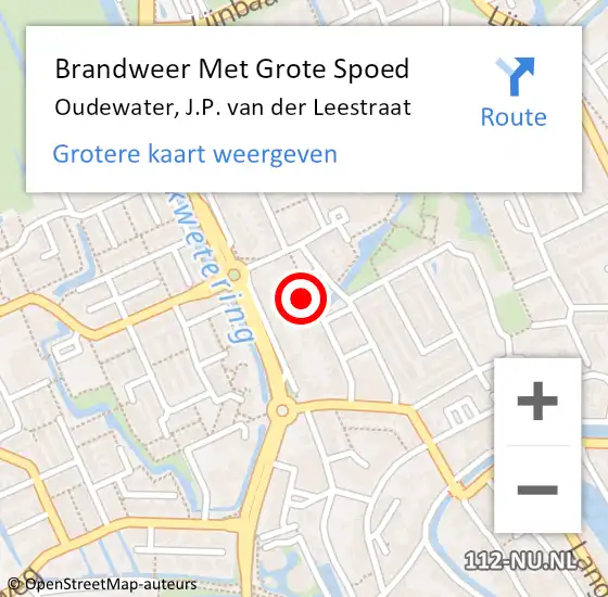 Locatie op kaart van de 112 melding: Brandweer Met Grote Spoed Naar Oudewater, J.P. van der Leestraat op 20 februari 2023 10:06