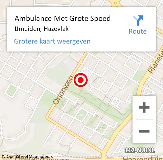 Locatie op kaart van de 112 melding: Ambulance Met Grote Spoed Naar IJmuiden, Hazevlak op 20 februari 2023 10:47