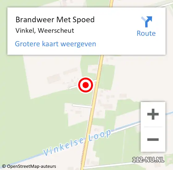 Locatie op kaart van de 112 melding: Brandweer Met Spoed Naar Vinkel, Weerscheut op 20 februari 2023 11:32