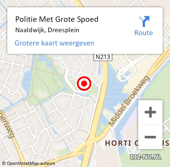 Locatie op kaart van de 112 melding: Politie Met Grote Spoed Naar Naaldwijk, Dreesplein op 20 februari 2023 11:50