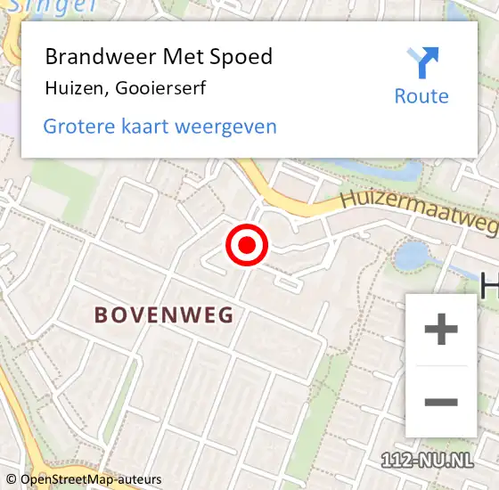 Locatie op kaart van de 112 melding: Brandweer Met Spoed Naar Huizen, Gooierserf op 20 februari 2023 12:15