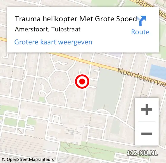 Locatie op kaart van de 112 melding: Trauma helikopter Met Grote Spoed Naar Amersfoort, Tulpstraat op 20 februari 2023 12:35