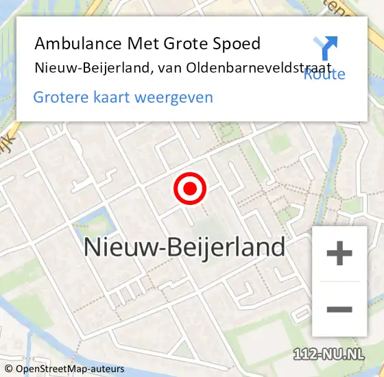 Locatie op kaart van de 112 melding: Ambulance Met Grote Spoed Naar Nieuw-Beijerland, van Oldenbarneveldstraat op 20 februari 2023 12:46