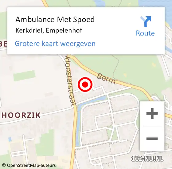 Locatie op kaart van de 112 melding: Ambulance Met Spoed Naar Kerkdriel, Empelenhof op 20 februari 2023 13:15