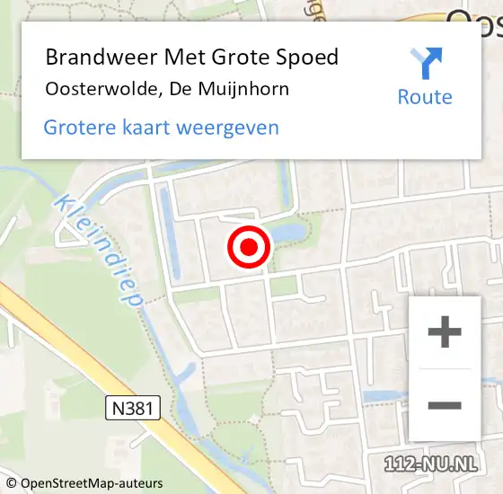 Locatie op kaart van de 112 melding: Brandweer Met Grote Spoed Naar Oosterwolde, De Muijnhorn op 20 februari 2023 13:17