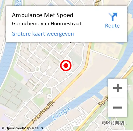 Locatie op kaart van de 112 melding: Ambulance Met Spoed Naar Gorinchem, Van Hoornestraat op 20 februari 2023 13:44